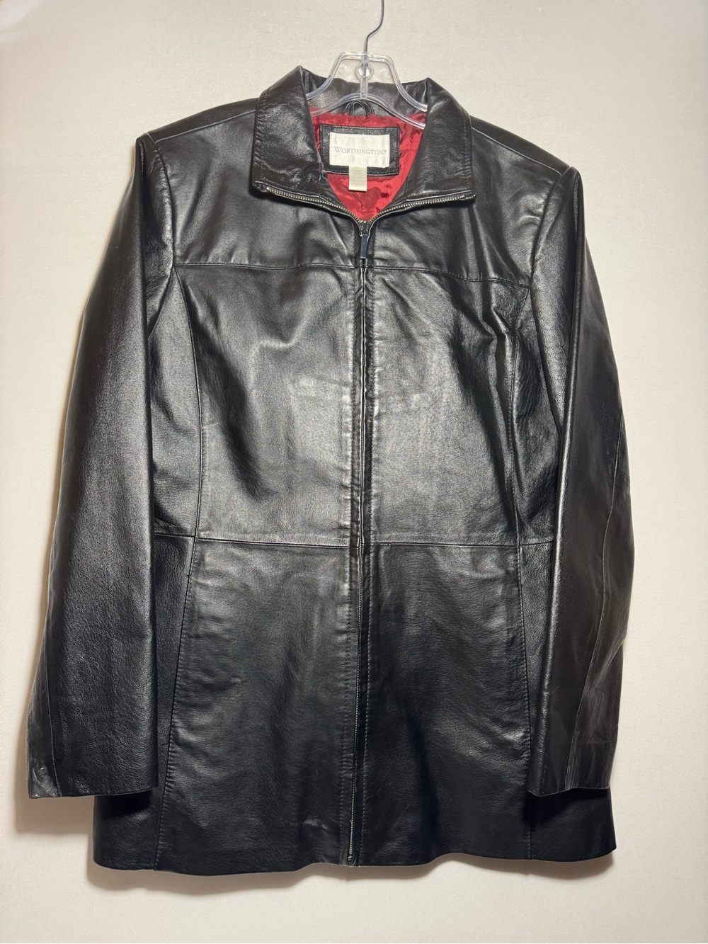 Worthington Black Leather Zip-Up Coat